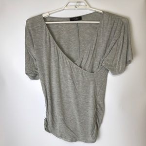 Made By Johnny Womans Gray Faux Wrap Rayon Top Med